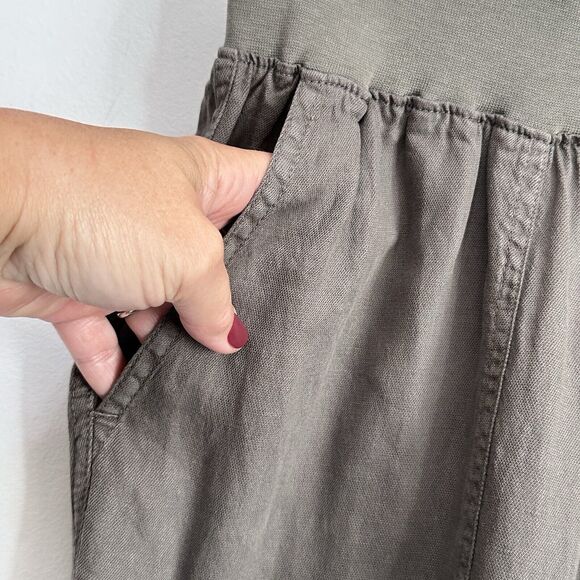 Faherty Arlie Day Jogger Pants S Pull On Linen Tencel Square Pockets Army Green - Picture 4 of 10